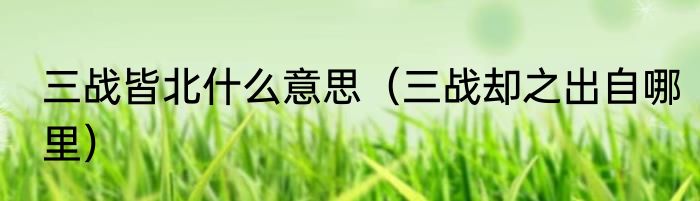 三战皆北什么意思（三战却之出自哪里）