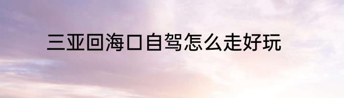 三亚回海口自驾怎么走好玩