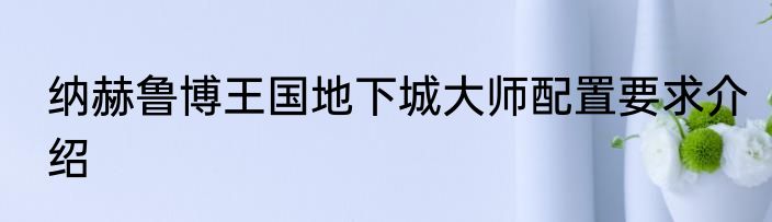 纳赫鲁博王国地下城大师配置要求介绍
