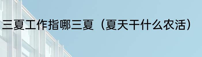 三夏工作指哪三夏（夏天干什么农活）