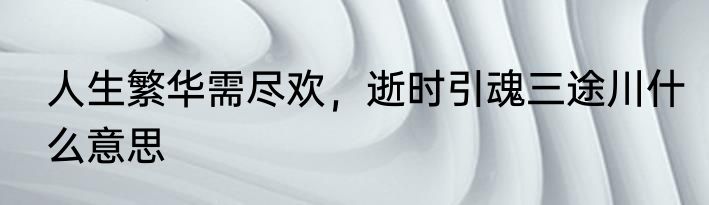 人生繁华需尽欢，逝时引魂三途川什么意思