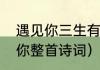 遇见你三生有幸原唱（三生有幸遇见你整首诗词）