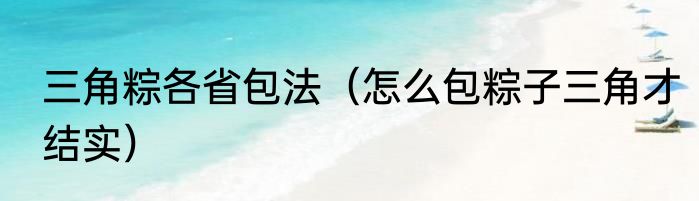 三角粽各省包法（怎么包粽子三角才结实）