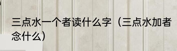 三点水一个者读什么字（三点水加者念什么）