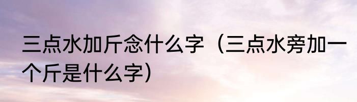 三点水加斤念什么字（三点水旁加一个斤是什么字）