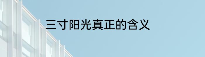 三寸阳光真正的含义