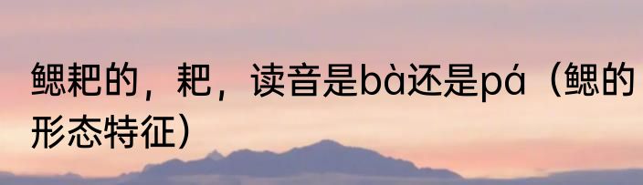 鳃耙的，耙，读音是bà还是pá（鳃的形态特征）