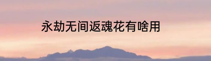 永劫无间返魂花有啥用