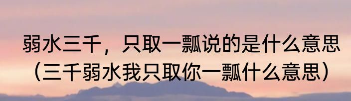 弱水三千，只取一瓢说的是什么意思（三千弱水我只取你一瓢什么意思）
