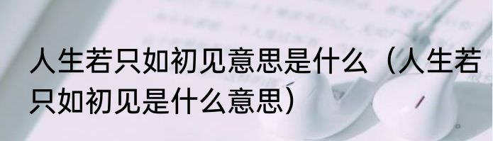 人生若只如初见意思是什么（人生若只如初见是什么意思）
