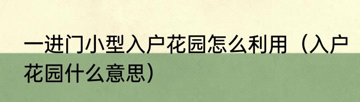 一进门小型入户花园怎么利用（入户花园什么意思）
