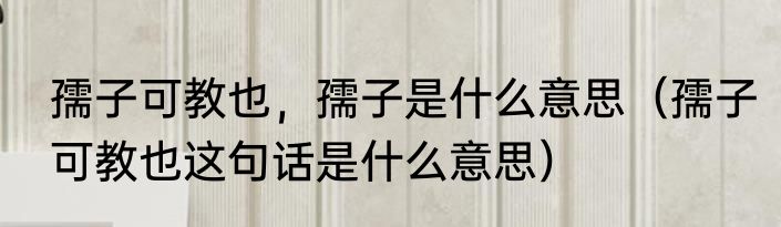 孺子可教也，孺子是什么意思（孺子可教也这句话是什么意思）