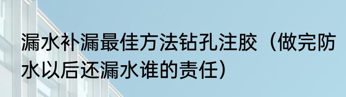 漏水补漏最佳方法钻孔注胶（做完防水以后还漏水谁的责任）