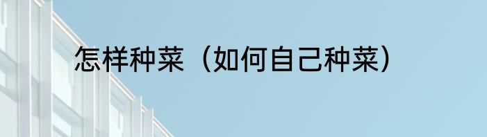 怎样种菜（如何自己种菜）