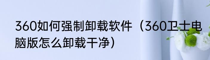 360如何强制卸载软件（360卫士电脑版怎么卸载干净）