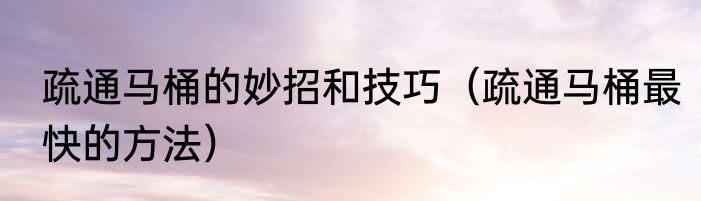 疏通马桶的妙招和技巧（疏通马桶最快的方法）