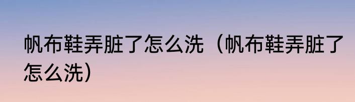 帆布鞋弄脏了怎么洗（帆布鞋弄脏了怎么洗）