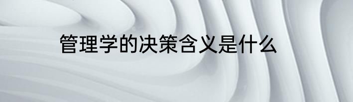 管理学的决策含义是什么