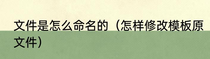 文件是怎么命名的（怎样修改模板原文件）