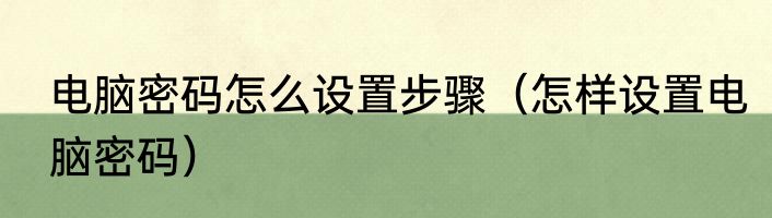 电脑密码怎么设置步骤（怎样设置电脑密码）