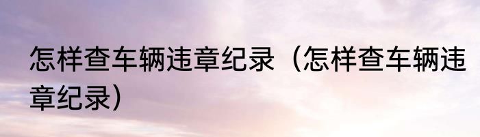 怎样查车辆违章纪录（怎样查车辆违章纪录）