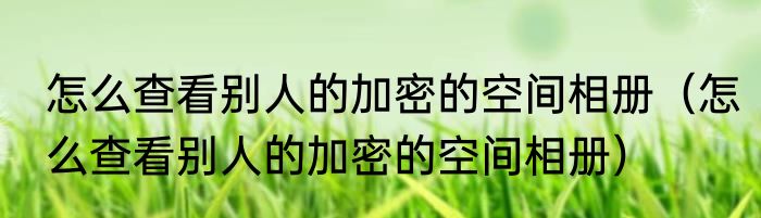 怎么查看别人的加密的空间相册（怎么查看别人的加密的空间相册）
