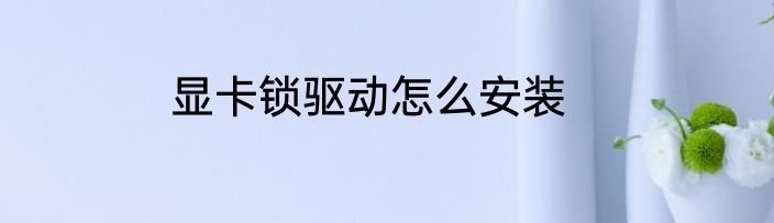显卡锁驱动怎么安装