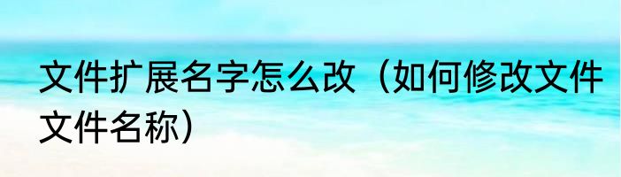 文件扩展名字怎么改（如何修改文件文件名称）