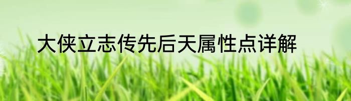 大侠立志传先后天属性点详解