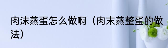 肉沫蒸蛋怎么做啊（肉末蒸整蛋的做法）