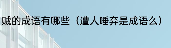 贼的成语有哪些（遭人唾弃是成语么）