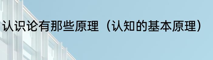 认识论有那些原理（认知的基本原理）