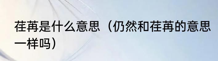 荏苒是什么意思（仍然和荏苒的意思一样吗）