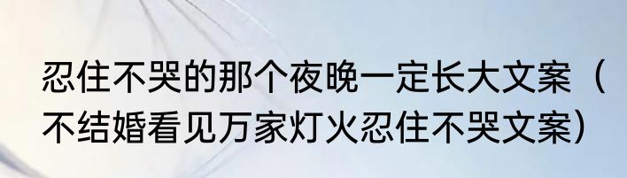 忍住不哭的那个夜晚一定长大文案（不结婚看见万家灯火忍住不哭文案）