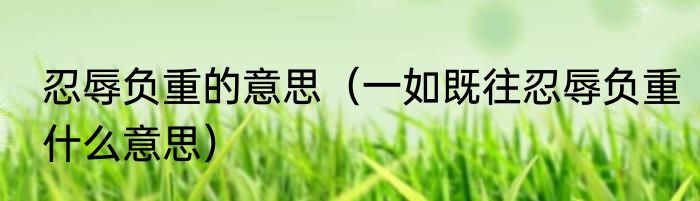 忍辱负重的意思（一如既往忍辱负重什么意思）