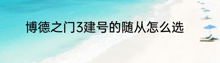 博德之门3建号的随从怎么选