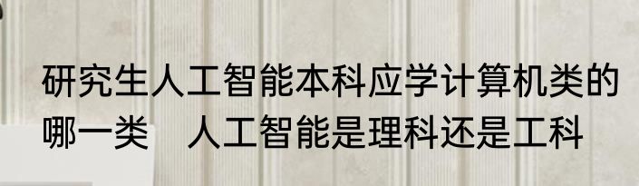 研究生人工智能本科应学计算机类的哪一类　人工智能是理科还是工科
