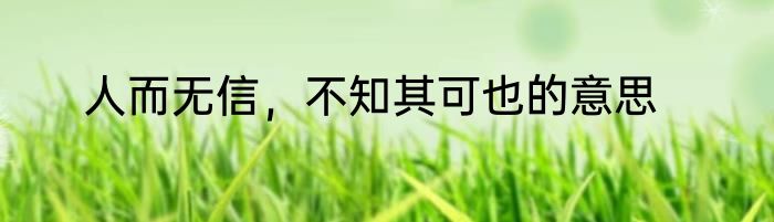 人而无信，不知其可也的意思