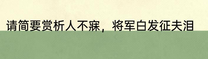 请简要赏析人不寐，将军白发征夫泪