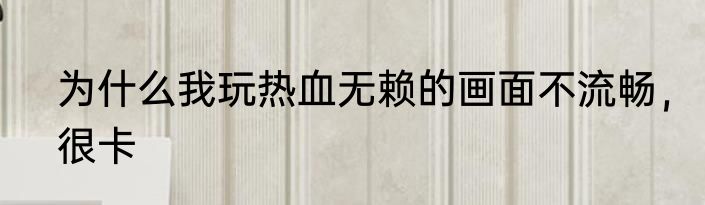 为什么我玩热血无赖的画面不流畅，很卡