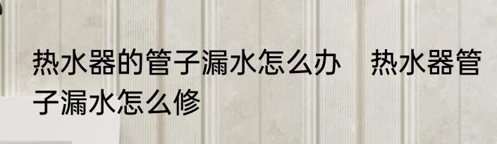 热水器的管子漏水怎么办　热水器管子漏水怎么修
