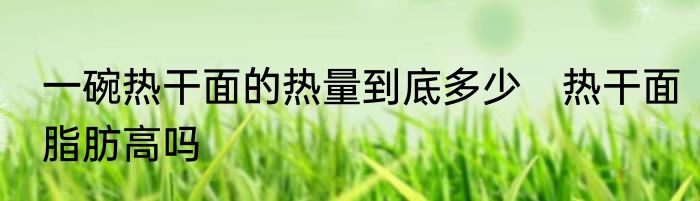 一碗热干面的热量到底多少　热干面脂肪高吗