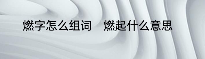 燃字怎么组词　燃起什么意思