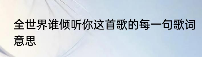 全世界谁倾听你这首歌的每一句歌词意思