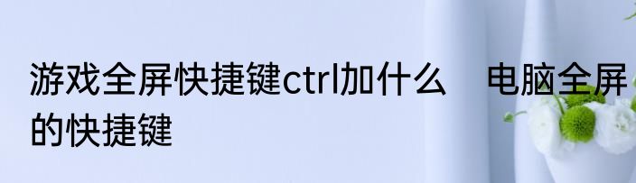 游戏全屏快捷键ctrl加什么　电脑全屏的快捷键