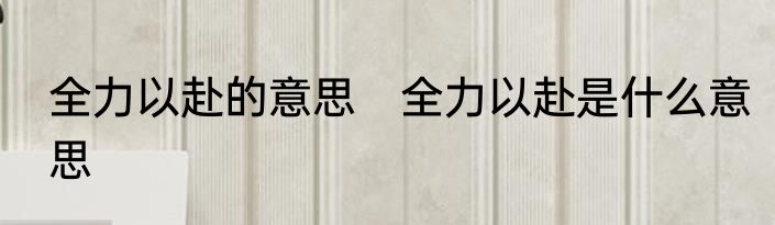 全力以赴的意思　全力以赴是什么意思