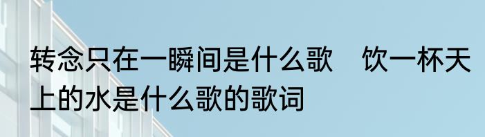 转念只在一瞬间是什么歌　饮一杯天上的水是什么歌的歌词