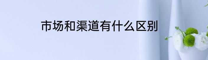市场和渠道有什么区别