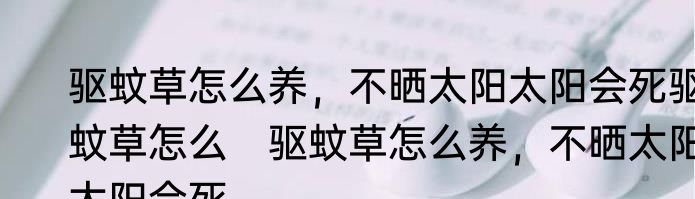 驱蚊草怎么养，不晒太阳太阳会死驱蚊草怎么　驱蚊草怎么养，不晒太阳太阳会死