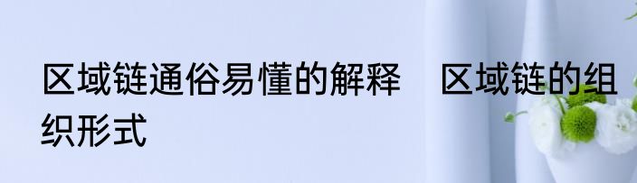 区域链通俗易懂的解释　区域链的组织形式